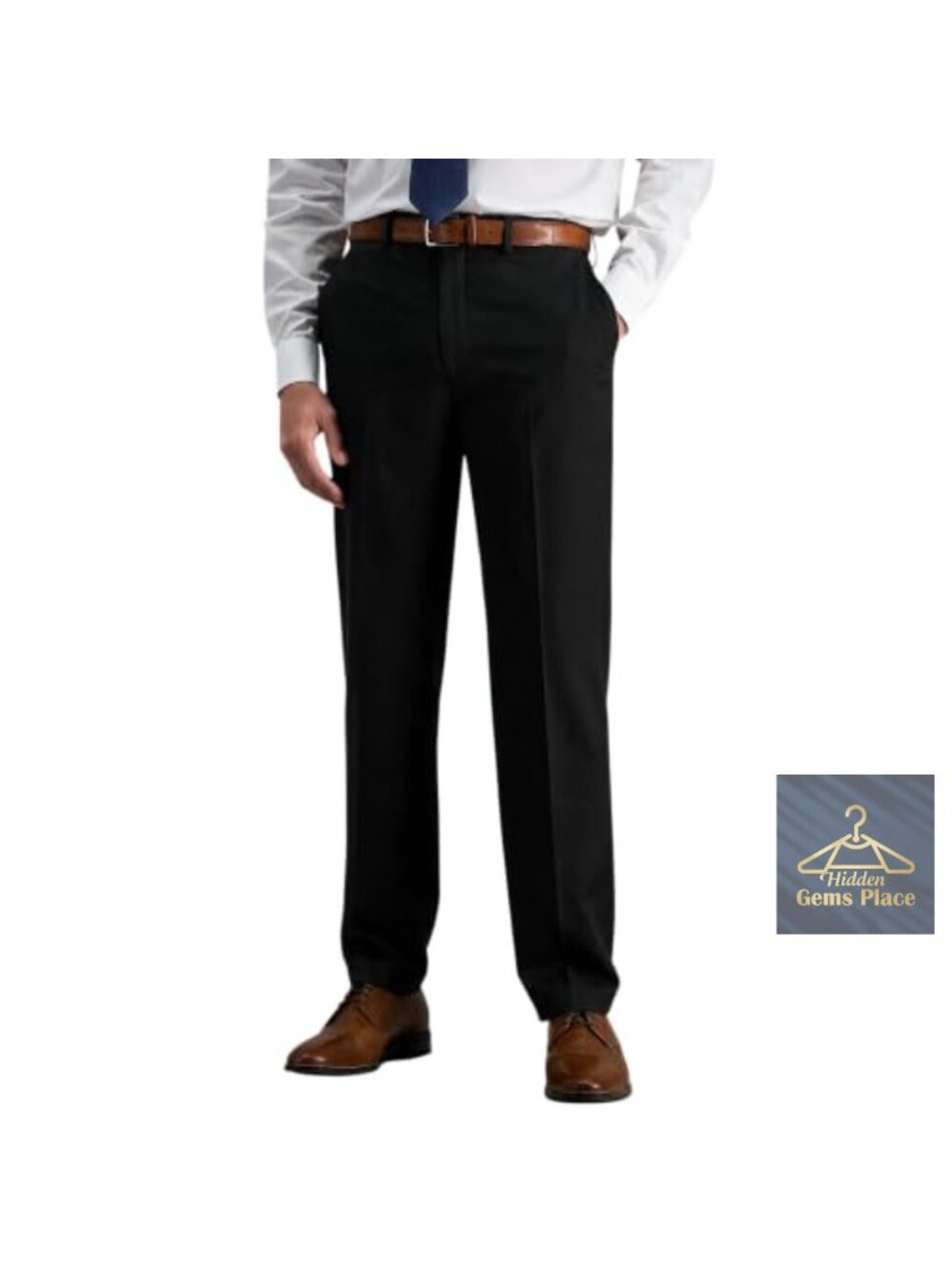 Men's Slim Fit Tapered Dress Pants Expandable Waist Wrinkle-Free Business Office